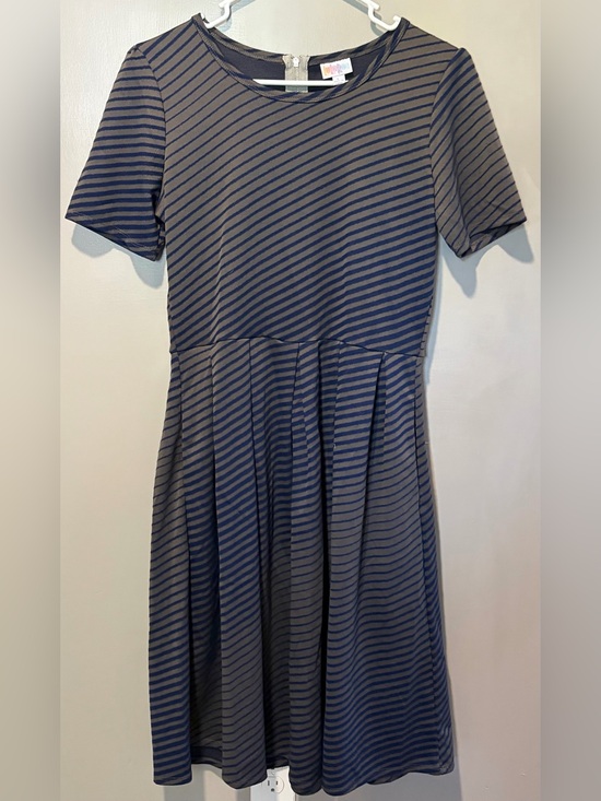 LuLaRoe Dresses & Skirts - luLaRoe blue and grey striped zip dress women's large